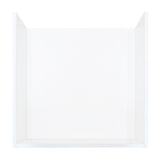 Weiße Ladentheke mit Kassenblock, minimalistisches Design, glatte Oberfläche, rechteckige Form, ideal für Verkaufsräume und Geschäfte