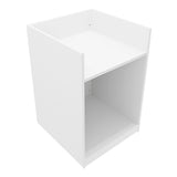 Moderne, weiße Ladentheke mit Kassenblock, rechteckig, aus glattem Holzmaterial, ideal für Verkaufsräume und Empfangsbereiche