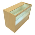 C1200 LED-Ladentheke aus hellem Ahornholz mit gläserner Vitrine, ideal für die Präsentation von Produkten in Geschäften