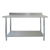 Gastronomie Arbeitstisch aus Edelstahl, 120 cm, mit glatter, silberner Oberfläche, stabilen Beinen und unterer Ablagefläche für Küchenutensilien