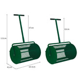 Grüner Garten Kompoststreuer mit einem stabilen Gestell, großem Netzbehälter und ergonomischem Griff, ideal zum einfachen Verteilen von Kompost