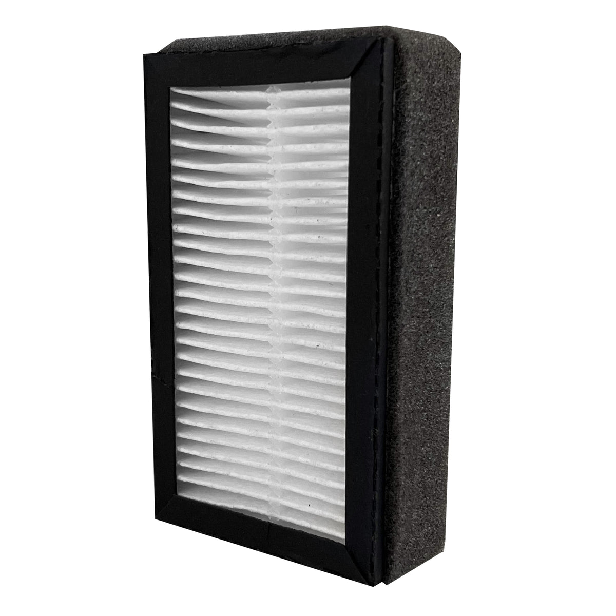 HEPA-Filter für Maxblast Händetrockner, rechteckig, mit gefalteter Filterstruktur und schwarzem Rahmen, ideal für saubere Luft