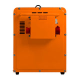 Dreiphasiger T-Mech Diesel Generator in leuchtendem Orange, mit robustem Gehäuse, Lüftungsschlitzen und einem kompakten Design für geräuschlosen Betrieb