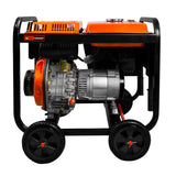 Offener Dieselgenerator in orange und schwarz, kompakt mit robustem Rahmen, zwei Rädern, ideal für mobile Stromerzeugung, 2kVA Leistung