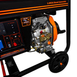 Offener Dieselgenerator in Schwarz und Orange, 2kVA, mit robustem Metallrahmen, sichtbarem Motor und Bedienelementen für einfache Nutzung