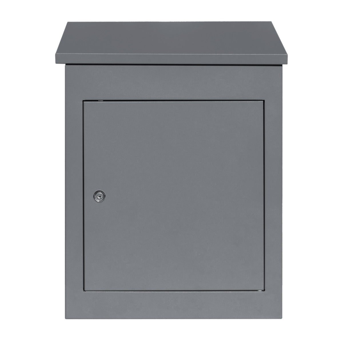 Grau lackierter, robuster Anti-Diebstahl Paketkasten mit abschließbarem Fach und glatter, moderner Oberfläche für sicheren Paketempfang