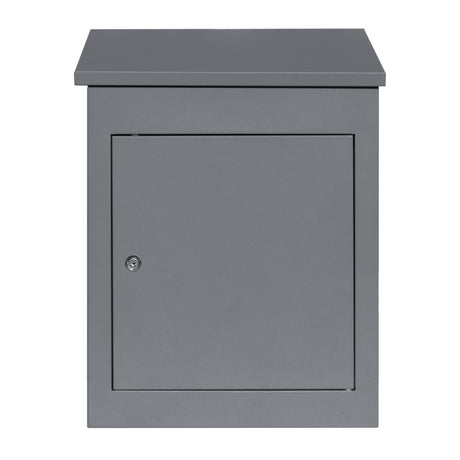 Grau lackierter, robuster Anti-Diebstahl Paketkasten mit abschließbarem Fach und glatter, moderner Oberfläche für sicheren Paketempfang