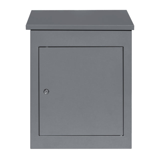Grau lackierter, robuster Anti-Diebstahl Paketkasten mit abschließbarem Fach und glatter, moderner Oberfläche für sicheren Paketempfang