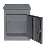 Grau anti-Diebstahl Paketkasten mit einem stabilen Metallgehäuse, einer abschließbaren Tür und einem modernen, minimalistischen Design