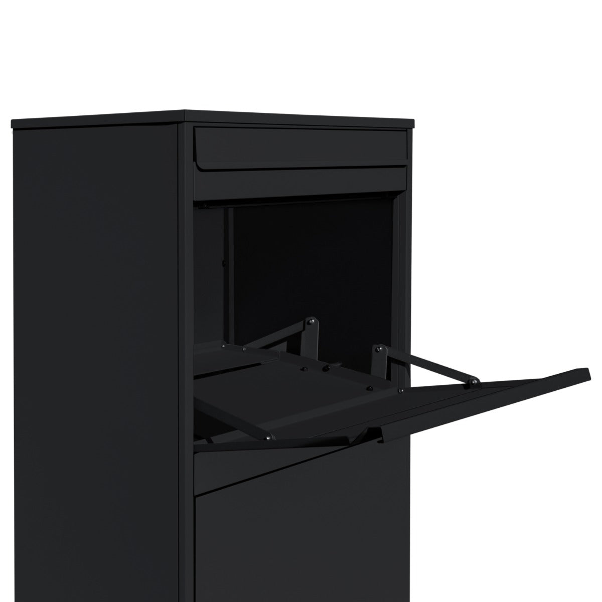Schwarzer XL Anti-Diebstahl Paketkasten mit herausziehbarem Fach, robustem Material und modernem Design für sichere Paketzustellungen