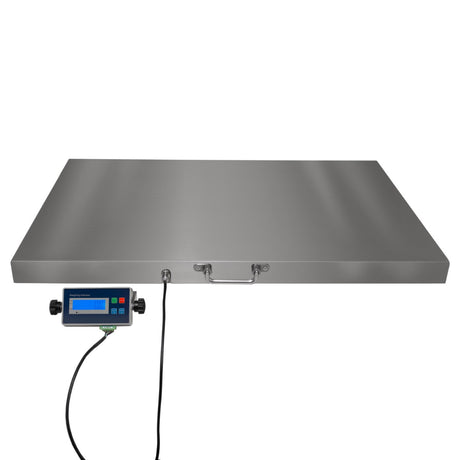 Robuste Tierwaage aus Edelstahl, 60 cm x 90 cm, mit digitalem Display und Kabel, ideal für präzise Tiermessungen und langlebige Nutzung