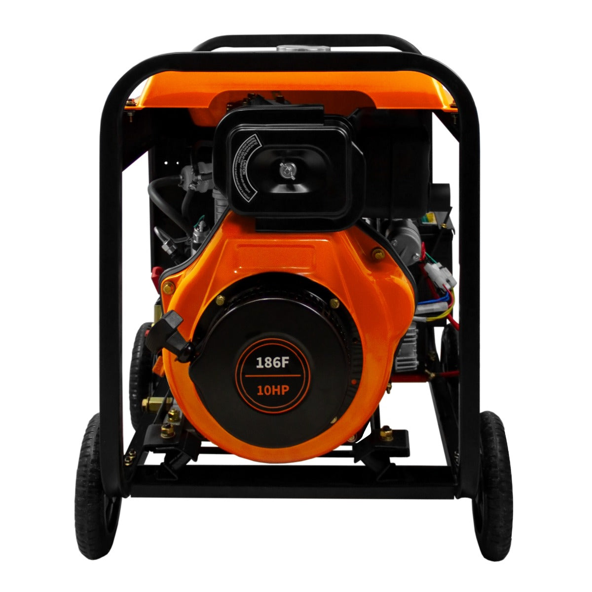 Offener Dieselgenerator T-Mech 5kVA mit orangefarbenem Motor, schwarzem Rahmen und robusten Rädern für mobile Stromerzeugung