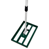 Grüner T-Mech Rasenrakel mit 50 cm breiter, stabiler Kunststoffbasis und einem robusten Aluminiumgriff für effizientes Rasenverlegen und -pflege