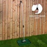 Grüner T-Mech Rasenrakel mit 50 cm breiter Arbeitsfläche und verlängerbarem Griff, ideal für präzises Arbeiten im Garten auf Rasenflächen