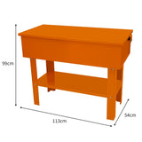 Teilewaschgerät in leuchtendem Orange, 180L, mit stabiler Tischplatte, darunter Ablagefläche, ideal für Werkstätten und industrielle Anwendungen