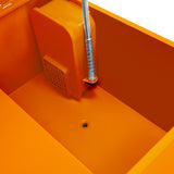 Teilewaschgerät mit 180L Fassungsvermögen, leuchtend orange, aus robustem Material, mit einem flexiblen Schlauch und einem praktischen Ablassventil