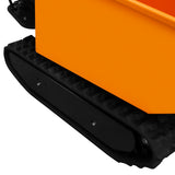 Mini Raupendumper in leuchtendem Orange mit robustem Kipper, Gummiketten für Stabilität, ideal für den Transport von bis zu 500 kg