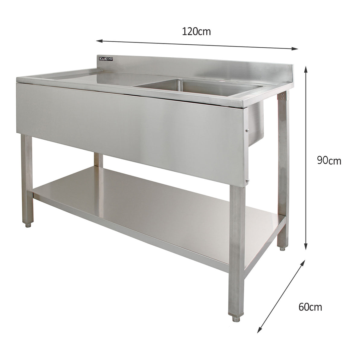 KuKoo Edelstahl Gastrospüle Spültisch Becken rechts - view 9