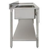 Edelstahl Gastrospüle mit einem linken Becken, robustes Design, glatte Oberfläche, ideal für gewerbliche Küchen, langlebig und pflegeleicht