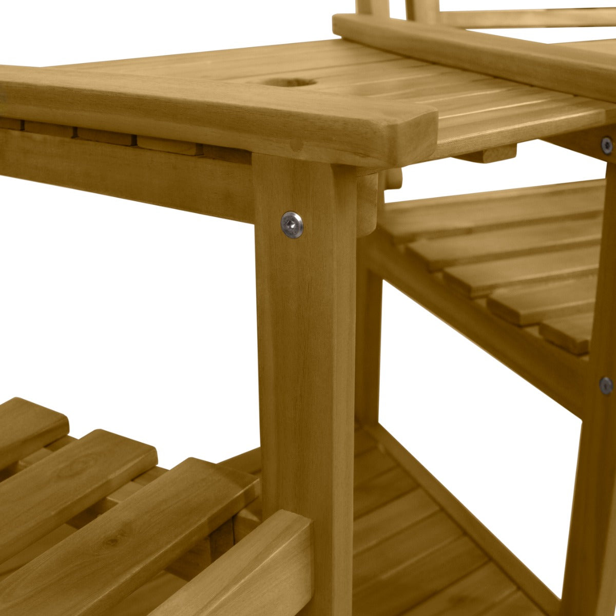 Holz-Loveseat Gartenbank mit bequemen Kissen, hellbraun, mit glatter Oberfläche und stabiler Bauweise, ideal für den Außenbereich
