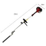 T-Mech 5 in 1 Multiwerkzeug in Rot mit langem, silbernem Schaft, scharfen Klingen und ergonomischem Griff für vielseitige Gartenarbeiten