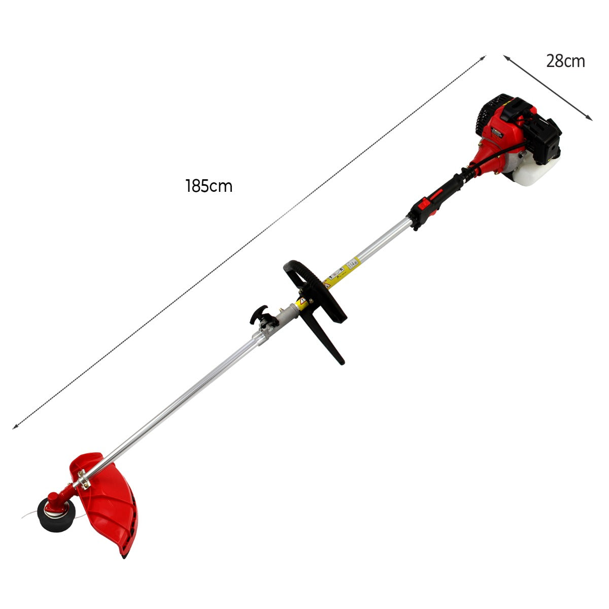 T-Mech 5 in 1 Multiwerkzeug in Rot und Schwarz, 185 cm lang, mit robustem Metallkopf und ergonomischem Griff für vielseitige Gartenarbeiten