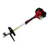 T-Mech 5 in 1 Multiwerkzeug mit rotem Motor, schwarzem Griff und silbernem Metallrohr, ideal für vielseitige Gartenarbeiten und Pflege