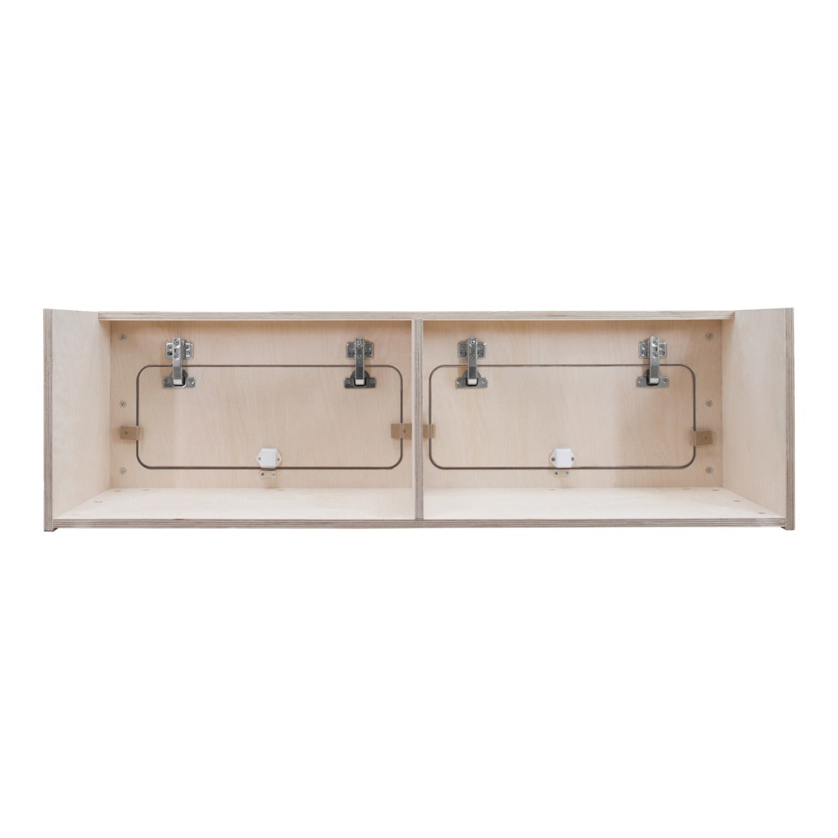 Hängeschrank für Wohnwagen aus hellem Holz, 120cm x 35cm x 35cm, mit stabilen Scharnieren und zwei Fächern für optimalen Stauraum