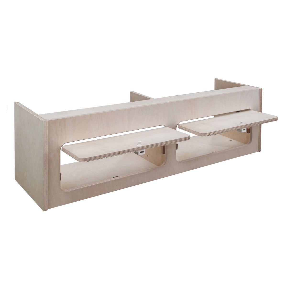 Hängeschrank für Wohnwagen aus hellem Holz, 120cm x 35cm x 35cm, mit zwei praktischen Regalen und glatter Oberfläche für modernen Stil