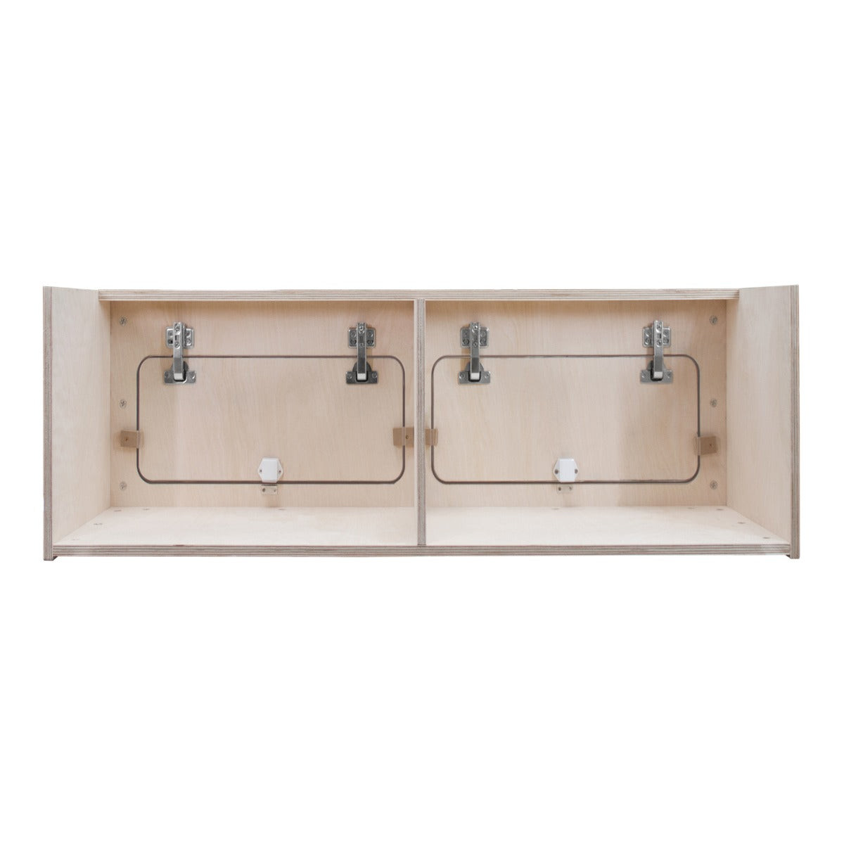 Hängeschrank für Wohnwagen in hellem Holz, 100cm x 35cm x 35cm, mit zwei Fächern und stabilen Metallbeschlägen, ideal für platzsparende Aufbewahrung