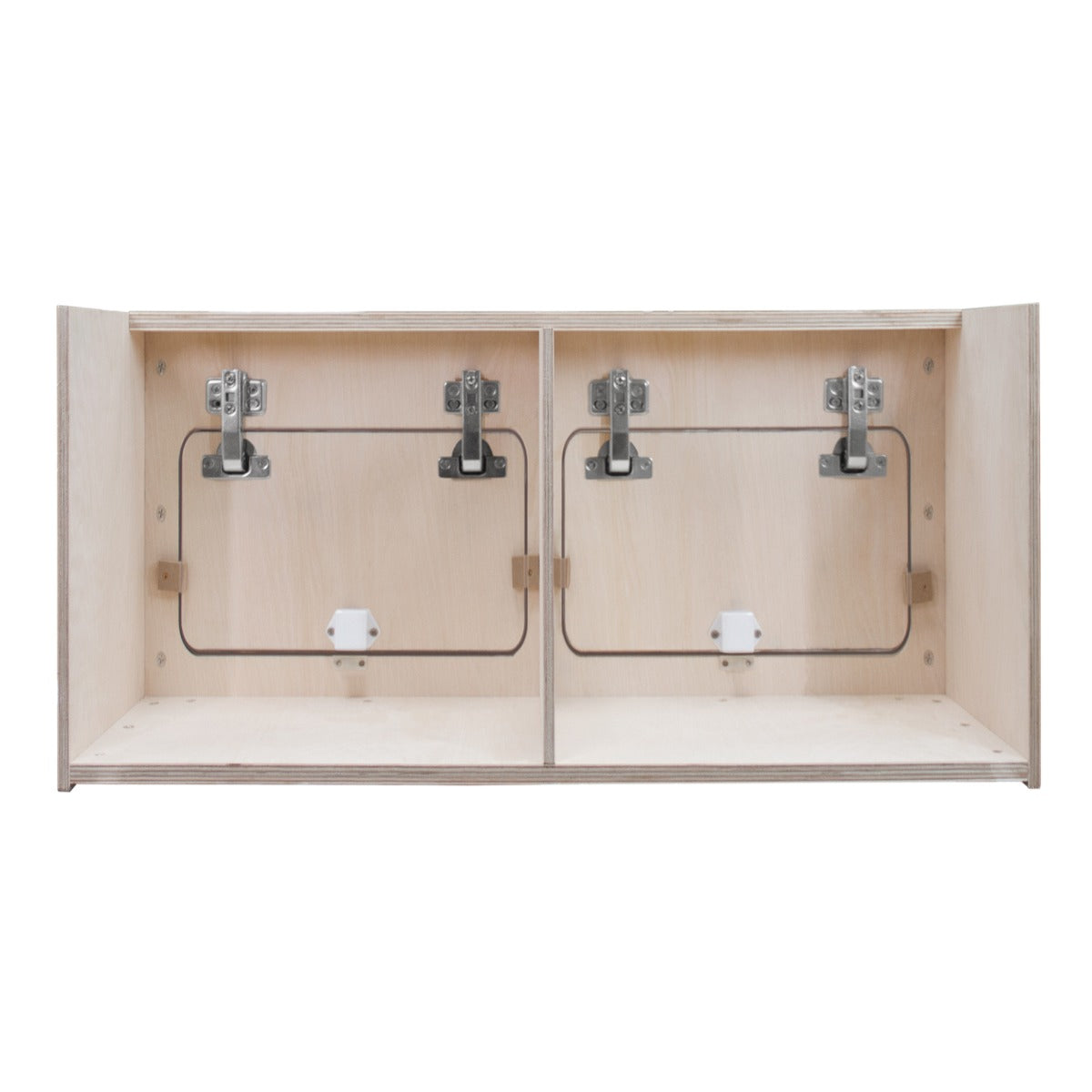 Hängeschrank für Wohnwagen in hellem Holz, 80cm x 35cm x 35cm, mit zwei Fächern und stabilen Metallbeschlägen für sicheren Halt