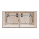 Hängeschrank für Wohnwagen in hellem Holz, 80cm x 35cm x 35cm, mit zwei Fächern und stabilen Metallbeschlägen für sicheren Halt
