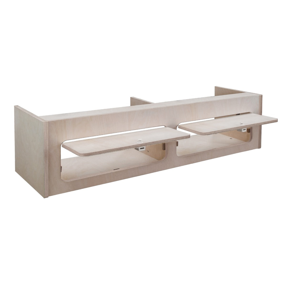 Hängeschrank für Wohnwagen aus hellem Holz, 120cm x 30cm x 30cm, mit zwei klappbaren Regalen für zusätzlichen Stauraum und funktionales Design