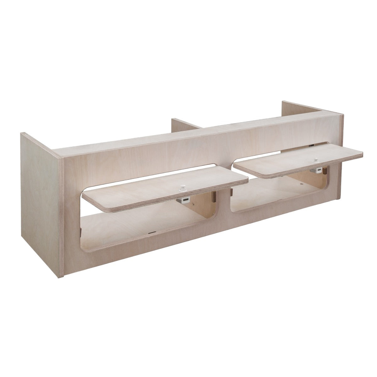 Hängeschrank aus hellem Holz, 100cm breit, mit zwei klappbaren Regalen, ideal für Wohnwagen, modernes Design und funktionale Aufbewahrung