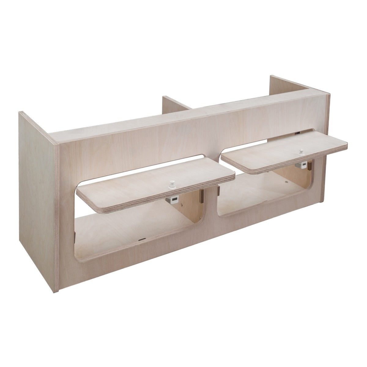Hängeschrank für Wohnwagen aus hellem Holz, 80cm x 30cm x 30cm, mit zwei klappbaren Regalen und modernem, minimalistischen Design