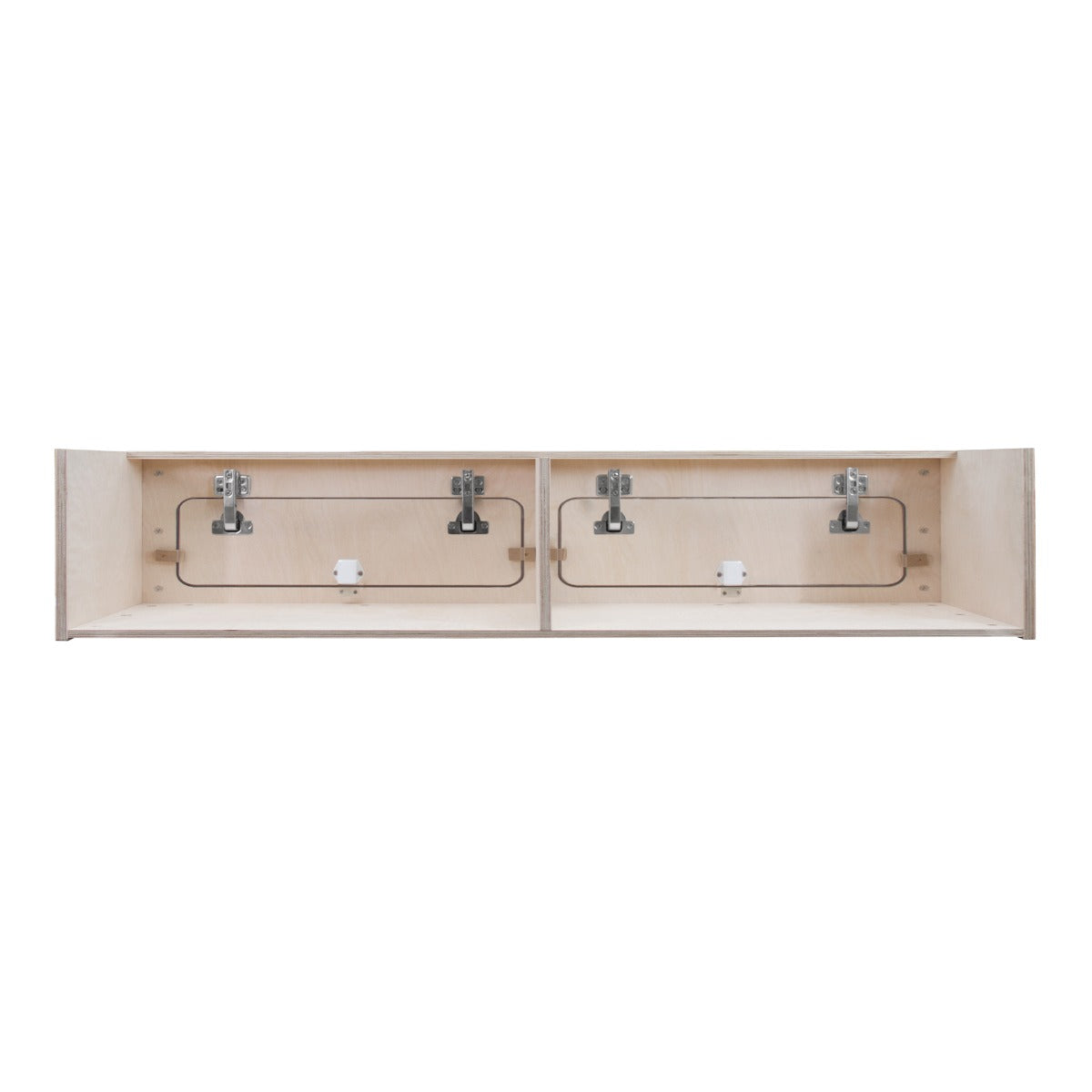 Hängeschrank für Wohnwagen in hellem Holz, 120cm x 25cm x 25cm, mit zwei Fächern und stabilen Metallbeschlägen, ideal zur Aufbewahrung