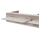 Hängeschrank für Wohnwagen aus hellem Holz, 120cm x 25cm x 25cm, mit zwei klappbaren Regalen und glatter, natürlicher Oberfläche