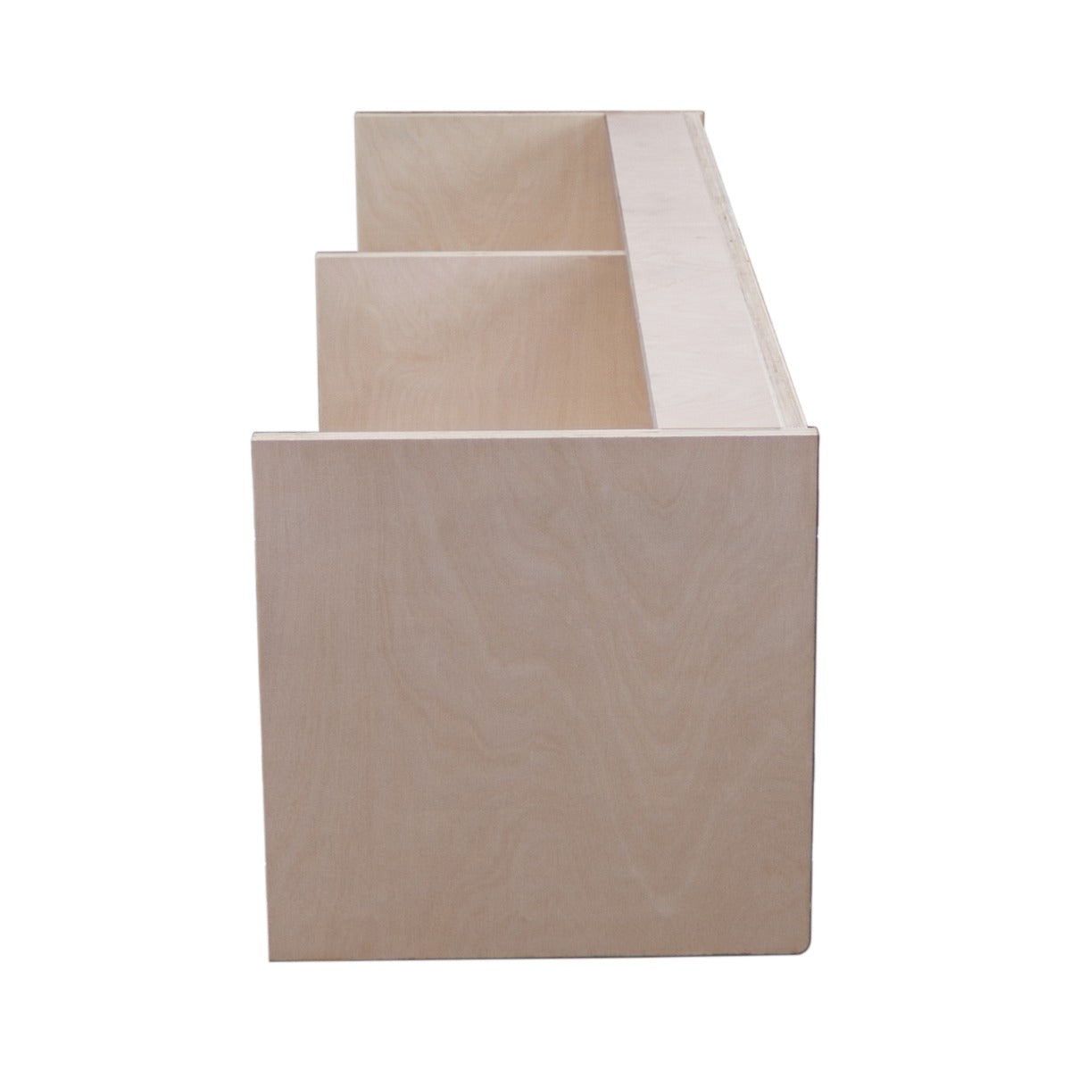Hängeschrank aus hellem Holz mit schwarzem Rand, 120cm x 25cm x 25cm, bietet drei Fächer für optimalen Stauraum im Wohnwagen