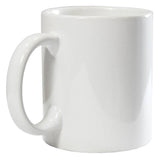 Weißer Keramikbecher mit glänzender Oberfläche und rundem Griff, ideal für Sublimationsdruck, präsentiert in einer Gruppe von 72 Bechern