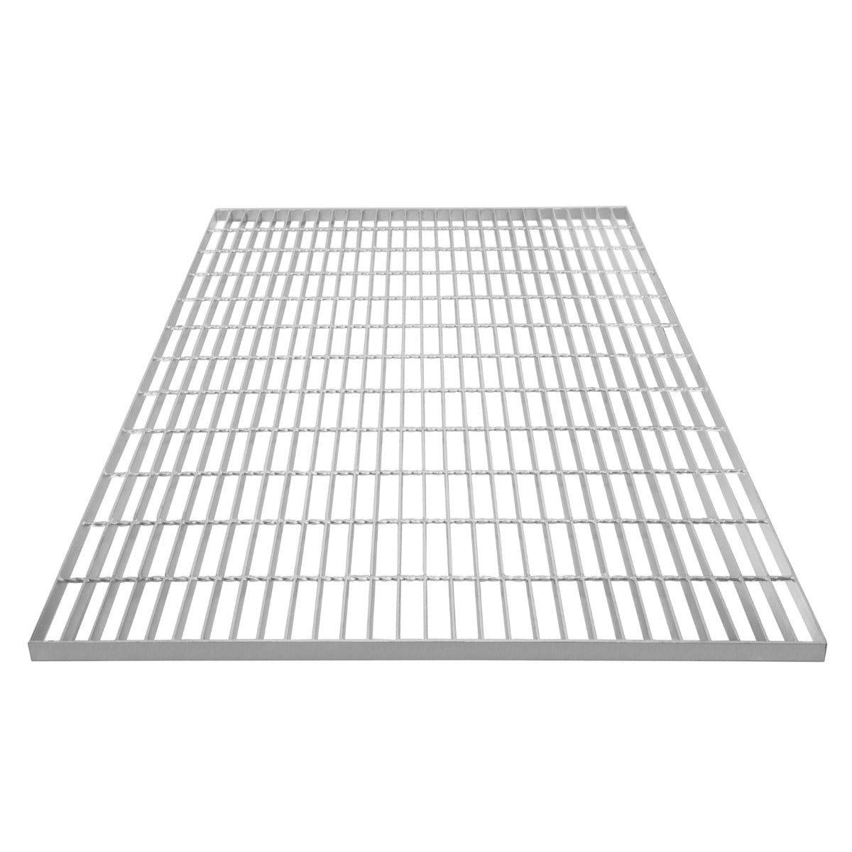 Verzinkter Gitterrost in rechteckiger Form, 1200mm x 1000mm, mit gleichmäßigen, schmalen Streben und glatter, silberner Oberfläche für hohe Stabilität und Langlebigkeit