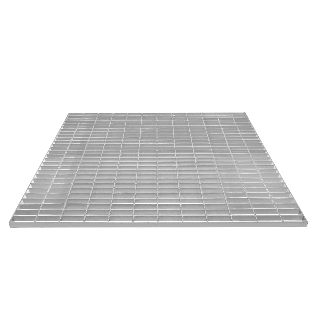 Verzinkter Gitterrost in rechteckiger Form, 1200mm x 1000mm, mit gleichmäßigen, quadratischen Öffnungen und glatter, silberner Oberfläche