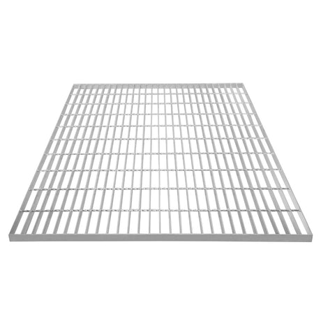Verzinkter Gitterrost in quadratischer Form, 1000mm x 1000mm, mit gleichmäßigen, stabilen Streben und glatter, silberner Oberfläche für hohe Belastbarkeit
