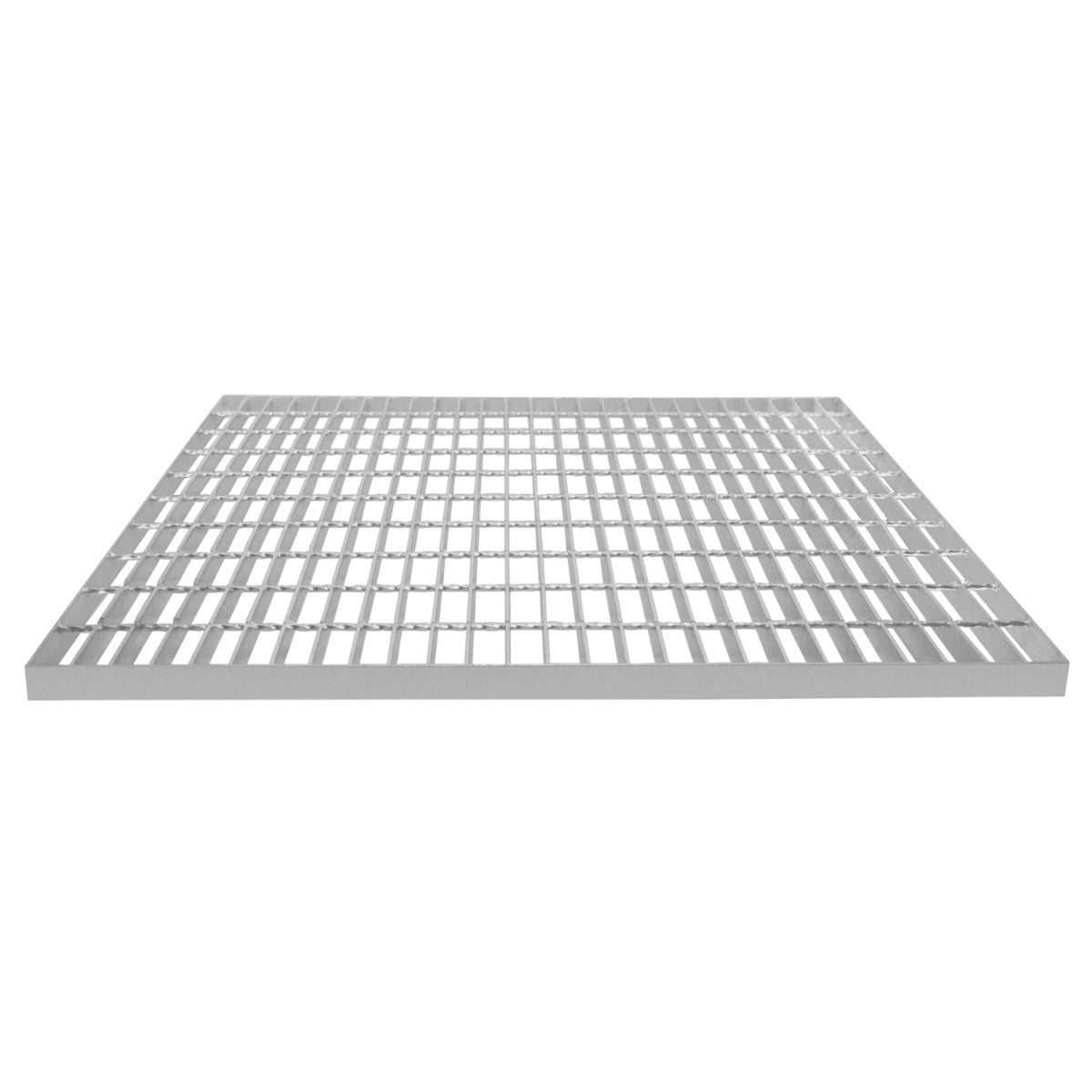 Verzinkter Gitterrost in rechteckiger Form, 1000mm x 900mm, mit gleichmäßigen, quadratischen Öffnungen und silberner, glänzender Oberfläche