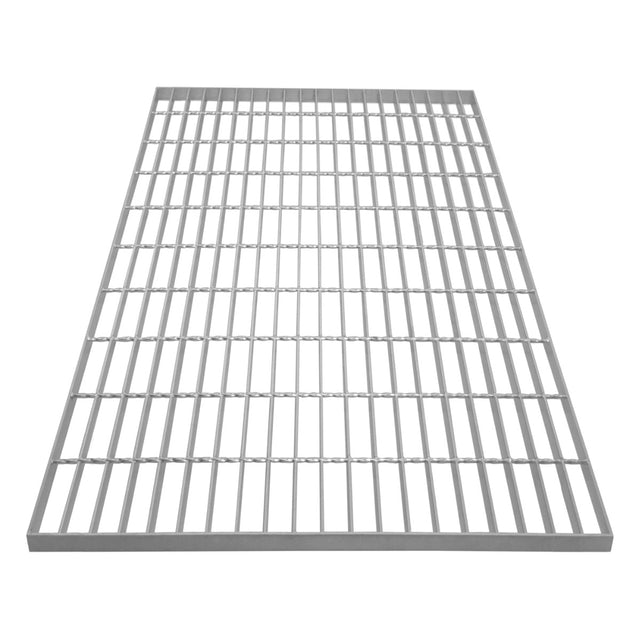 Verzinkter Gitterrost in rechteckiger Form, 1000mm x 700mm, mit stabilen, gleichmäßigen Streben und silberner, glänzender Oberfläche