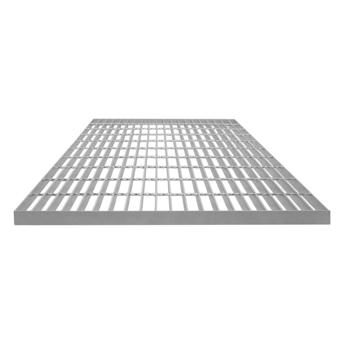 Verzinkter Gitterrost in rechteckiger Form, 1000mm x 700mm, mit gleichmäßigen, stabilen Streben und glatter, silberner Oberfläche, ideal für industrielle Anwendungen