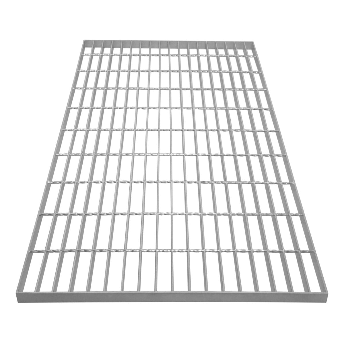 Verzinkter Gitterrost in rechteckiger Form, 1000mm x 600mm, mit stabilen, gleichmäßigen Streben und glatter, silberner Oberfläche für hohe Belastbarkeit