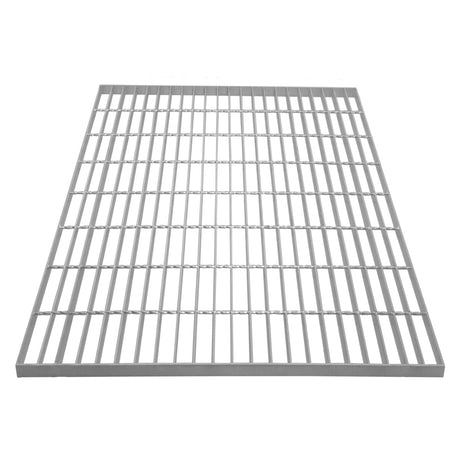 Verzinkter Gitterrost in quadratischer Form, 800mm x 800mm, mit gleichmäßigen, robusten Streben und silberner, glänzender Oberfläche für hohe Stabilität