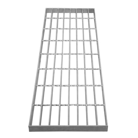 Verzinkter Gitterrost in rechteckiger Form, 800mm x 270mm, mit gleichmäßigen, stabilen Streben und silberner, glänzender Oberfläche