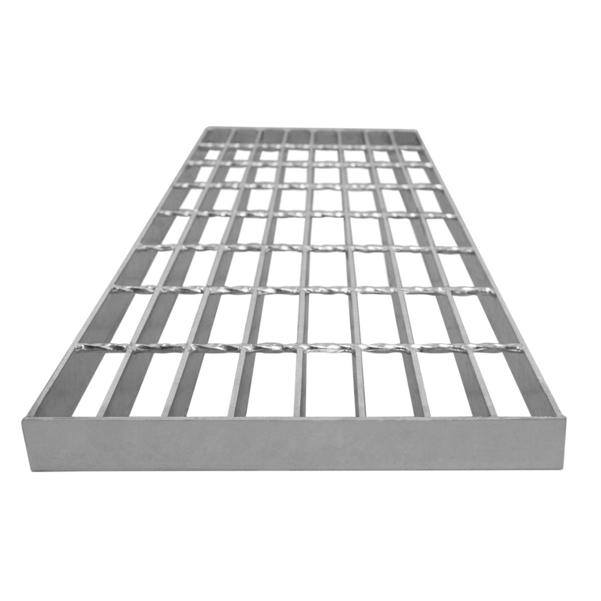 Verzinkter Gitterrost in rechteckiger Form, 800mm x 270mm, mit stabilen, gleichmäßig angeordneten Streben und glatter, silberner Oberfläche