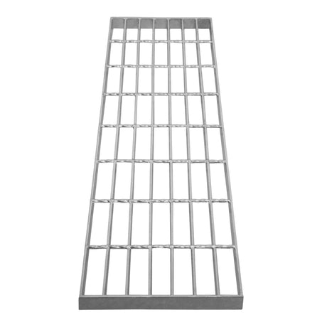 Verzinkter Gitterrost in rechteckiger Form, 800mm x 240mm, mit gleichmäßigen, stabilen Streben und silberner, glänzender Oberfläche